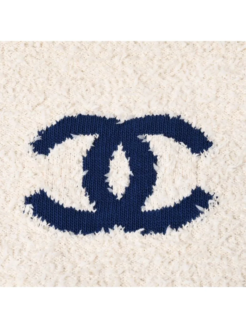 Chanel Tote Bag Pile Large Shopping White Blue